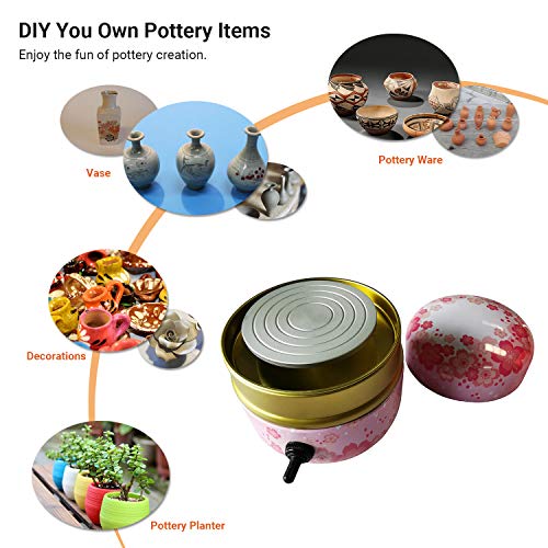 ERYUE Roda de oleiro,Mini máquina de cerâmica portátil com roda de cerâmica elétrica com mesa girató