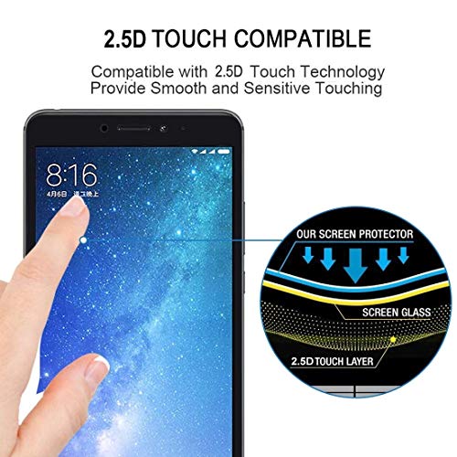 Image of Zitel Tempered Glass Screen Protector for Redmi Mi Max 2 / Mi max (Black) Edge to Edge Full Screen Coverage with Easy Installation Kit