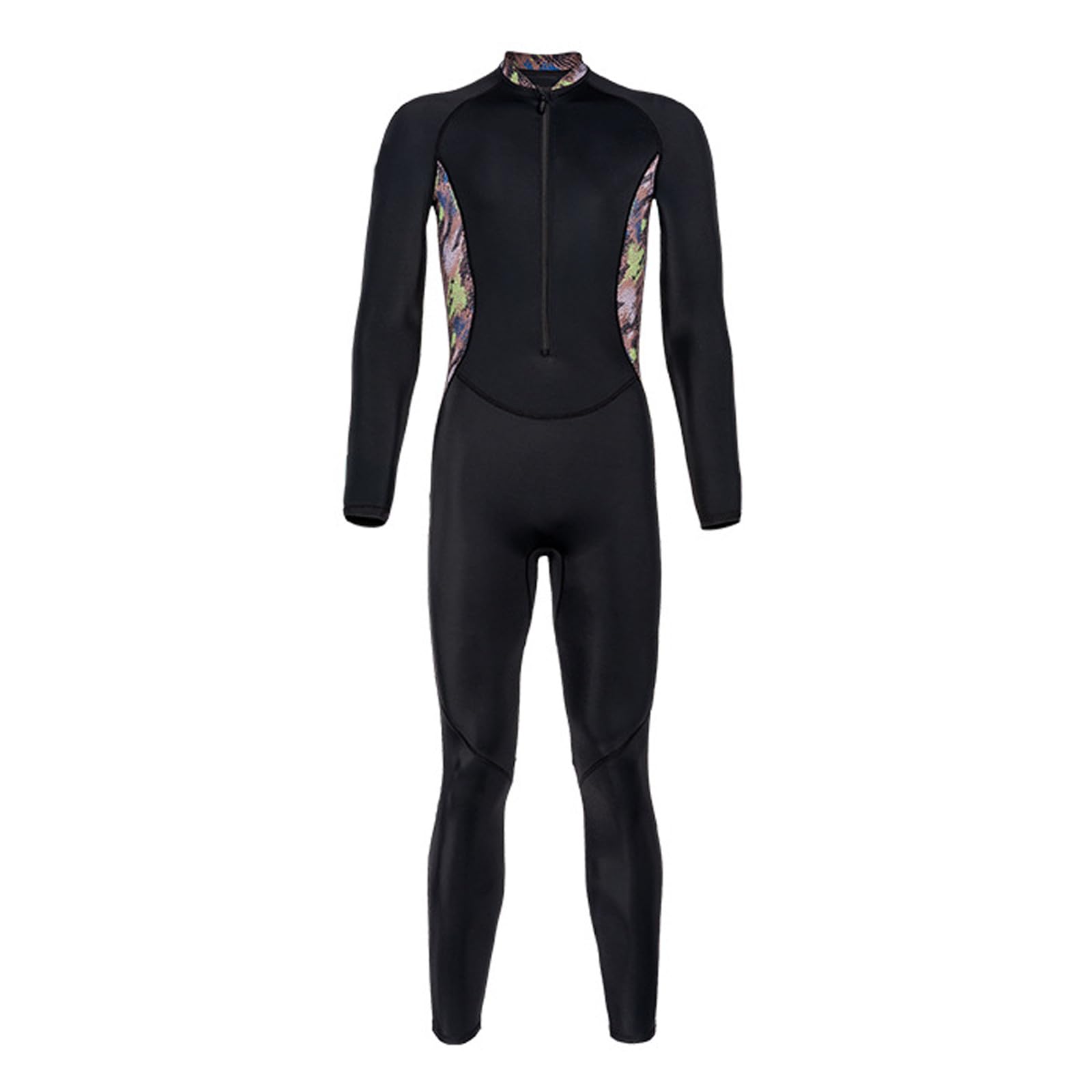 Mute da uomo a lunghezza intera, con cerniera, a maniche lunghe, tinta unita, costume da bagno elasticizzato per immersioni, costume da bagno sportivo da nuoto, costume da bagno casual
