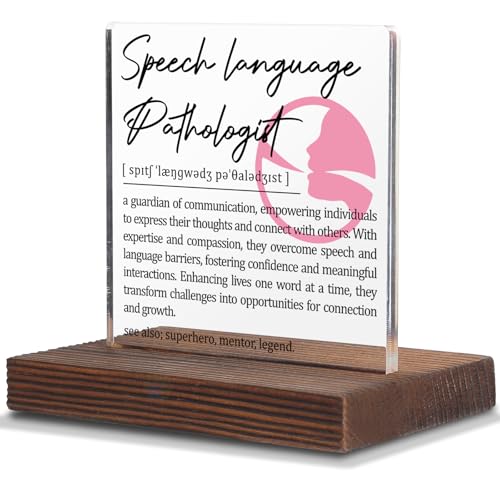 Speech Language Pathologist Gifts, Thank You Appreciation Gifts for SLP Week Graduation Birthday Christmas Office Desk Decor Decorative Signs Plaque SWS11