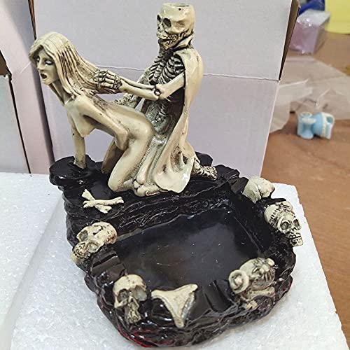 Xshelley Cendrier en forme de tête de mort d'Halloween en résine - Artisanat, homme sexy créatif, décoration de maison (style One)