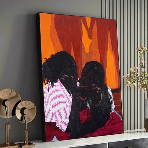 Arte mural en lienzo para decoración del hogar con retrato de amor contemporáneo de 21 x 30 cm
