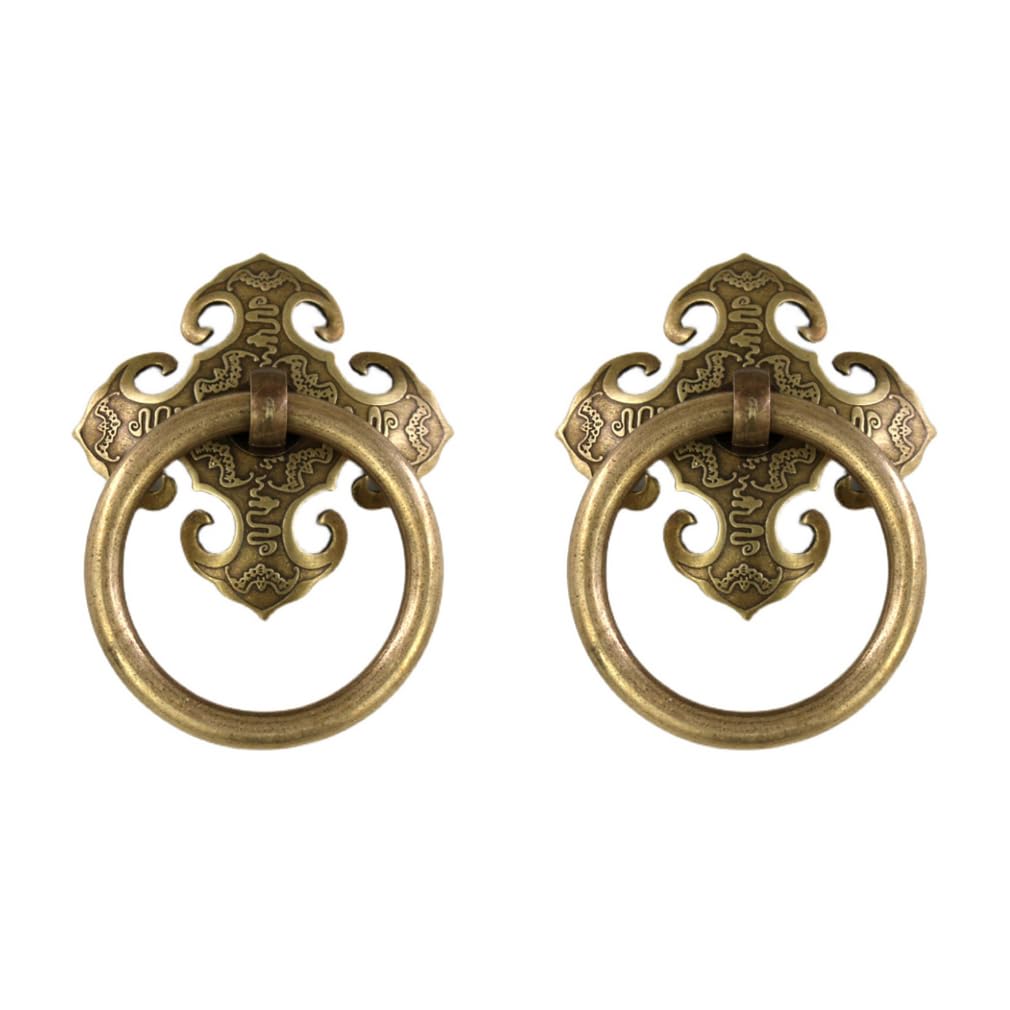 Jfgctyhxy Bronze Drawer Handles, 2Pcs Antique Brass Ring Pulls Handle Kitchen Cabinets Wardrobe Drawer Vintage Furniture Hardware