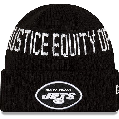 New Era Men's Black New York Jets Team Social Justice Cuffed Knit Hat