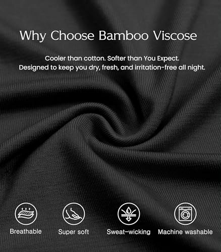 Image of NACHILA Nightgowns for Women-Viscose Made from Bamboo, Pleated Sleepwear.