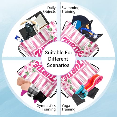 Image of Sea Turtle Pink Grip Bag Coastal Small Storage Pouch Bag for Gym Travel