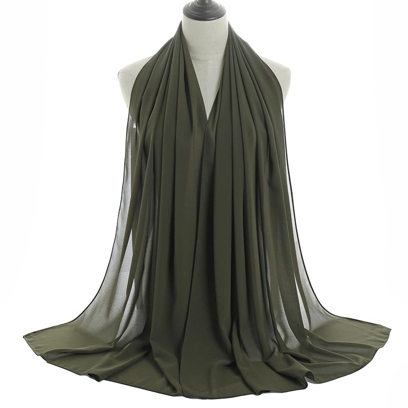 Image of LMVERNA Solid Color Bubble Chiffon Scarf for Women Fashion Soft Hijab Long Scarf Wrap Scarves