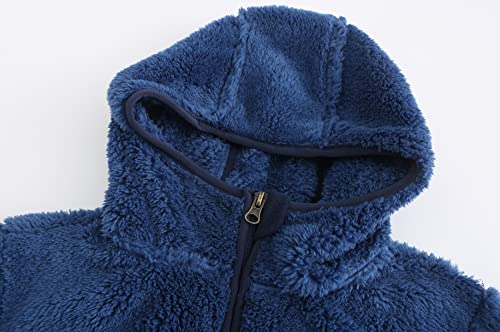 Image of Girl's Jacket Kids Full Zip Ultra Soft Sherpa Fleece Hoodie Sweatshirt
