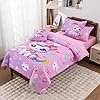 Egchescebo Kids Twin Size Comforter for Girls 6PCS Cats Bedding Toddler Stitch Bedroom Sets Bed Set Kids' Teen Girl gamer Cute Room Decor Christmas Teenage Anime Microfiber Quilt Pillow Rainbow Purple #2