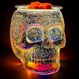 JOYOLO Wax Melt Warmer, Wax Warmer for Scented Wax with Light Bulb, Electric Skull Wax Burner, Halloween Fragrance Wax Melter for Home and Gifts (Rainbow Skull)