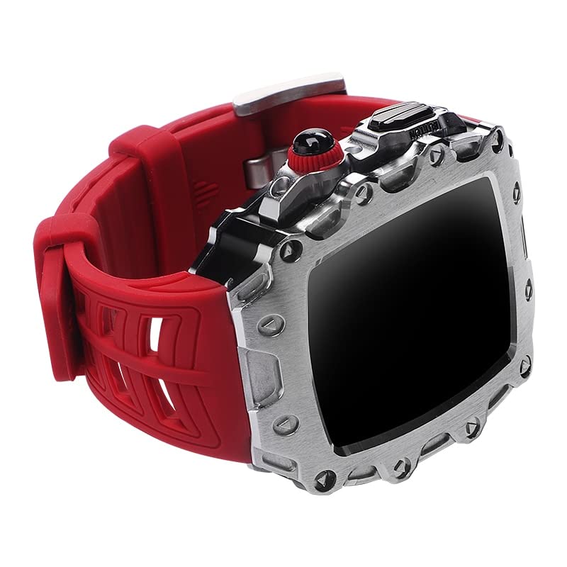 Bracelet montre Apple Watch 44mm modifié style luxe avec cadre métallique