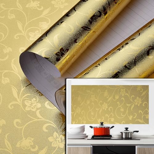 Image of SUNBIRD Wood Furniture Wallpaper Vinyl, Self-Adhesive Wood Wall Paper, Almirah,Kitchen Home Decoration 24in x 3 Meter (Jasmine Gold)