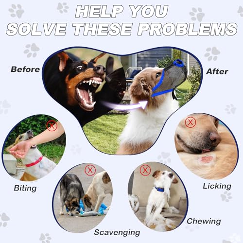Image of Dog Muzzle, Soft Air Mesh Muzzles for Medium Sized Dogs, Breathable Dog Mussels for Scavenging Biting Licking & Barking, Adjustable Mouth Guard with Front Opening, Allows Panting and Drinking(Blue,M)