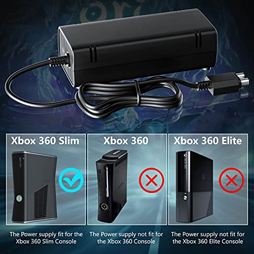 Power Supply for Xbox 360 Slim With Cord, [2022 Enhanced Quieter Version] AC Adapter Brick Replacement Charger for Xbox 360 Slim Console by Oussirro - Used condition - Image 2