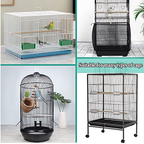 Image of ASOCEA Bird Cage Seed Catcher,Universal Bird Cage Cover Skirt,Adjustable Parakeet Cage Nylon Mesh Netting for Round Square Cages Prevent Scatter and Mess- Black 78.7Inch (Not Include Birdcage)