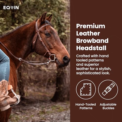 Eqvin Cabeçote de couro premium para cavalos - Cabeçote ajustável feito com couro premium - Cabeçote
