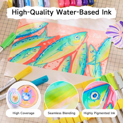 Image of Shuttle Art 26 Colors Brush Tip Acrylic Paint Markers