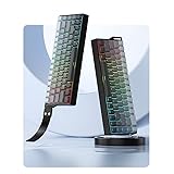 【三模対応/音楽連動LED】高精度調整スイッチ 日本語配列 ワイヤレス機械キーボード 4000mAh長续航 人間工学設計 カスタマイズ可能 ゲーミングキーボード スワップ対応 Bluetooth 2.4GHz無線 USB-C有線 テンキーレス 三モード無線接続 RGBメカニカル ゲーミング専用 68キーメカニカル (黒)