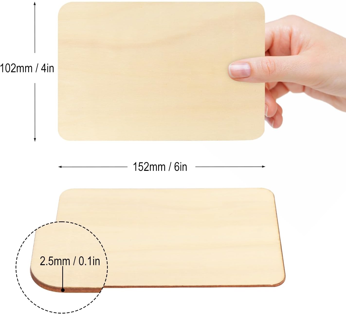 150 PCS Rectangle Unfinished Wood Pieces, 4 x 6 Inch Natural Wood Cutout Tiles for DIY Crafts, Painting, Carving and Home Decor, Coasters, Ornaments and Wooden Engraving Projects,by GNIEMCKIN