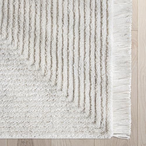Well Woven Allie Ivory Squares Geometric Area Rug 5x7 (5'3" x 7'3") - Soft High-Low Texture for Living Room, Bedroom & Dining Spaces by Well Woven - Image 4