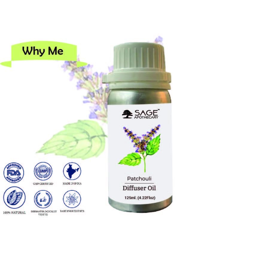 Image of Sage Apothecary Patchouli Diffuser Oil Natural Aromatherapy Oil for Sleep and Relaxation - 125 ml