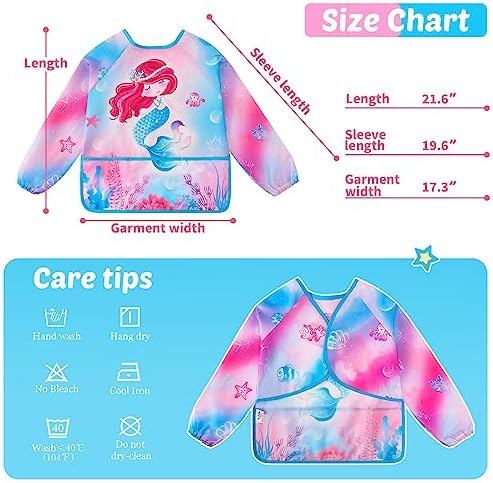 Art Smock - Kids Aprons for Girls Boys ages 3-8 Waterproof Art Smock Painting Toddler Apron for with Long Sleeve and 3 Pocket 6 517eUewcDmL. AC