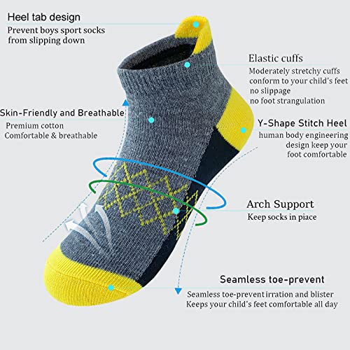 Boy Socks 24 Pairs Half Cushioned Low Cut Sock Ankle Athletic Sports Sock For Little Big Kids Age 3-142