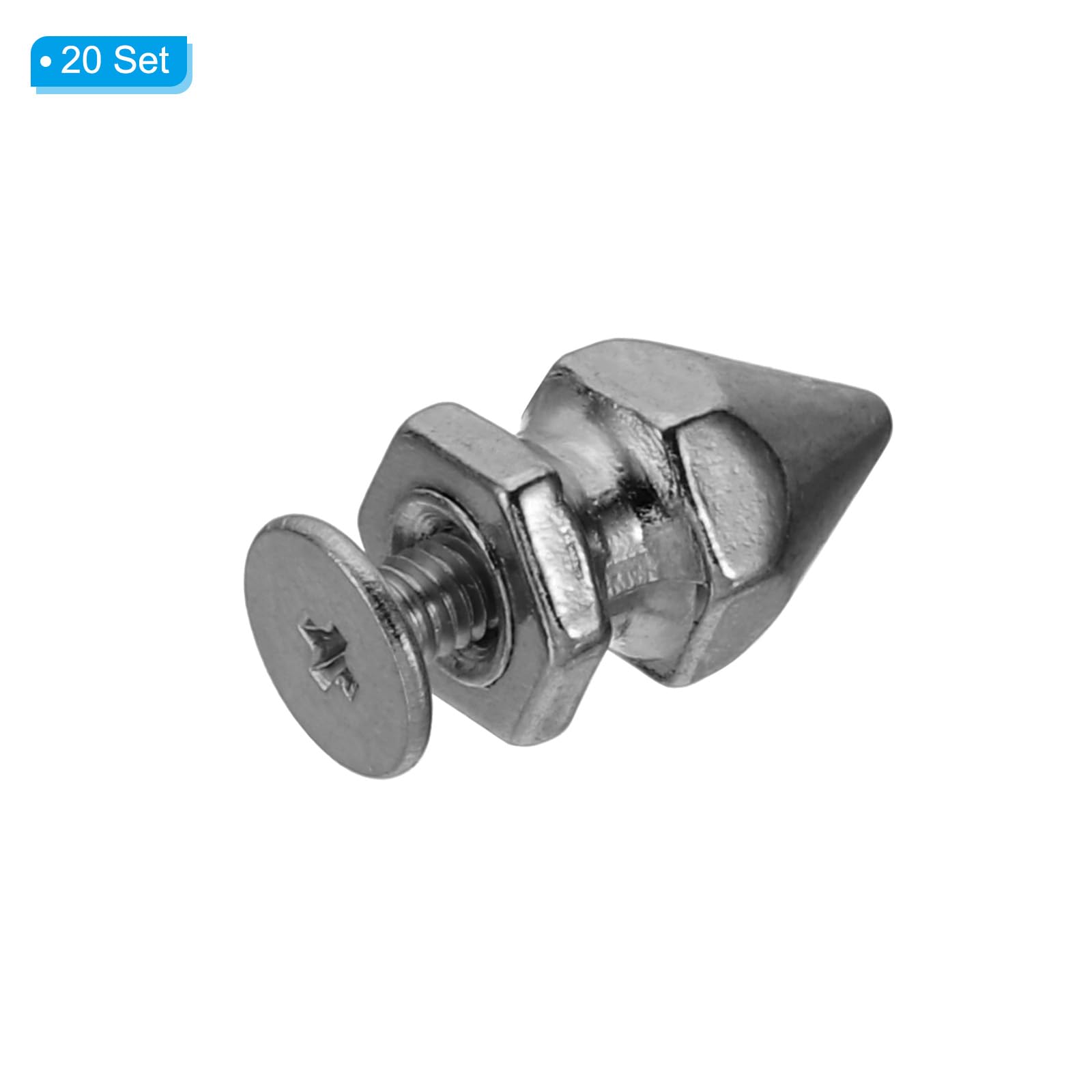 PATIKIL 14mm Studs for Clothing 20 Sets Studs and Spikes Leather Rivets Cone Spikes Metal Screw Studs for Clothing Leather Crafts Fabric Shoes Punk Bag Leathercraft - Image 3