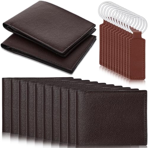 MAQUITA 12 Sets Leather Wallets and Keychains for Men, PU Leather Bifold Wallets...