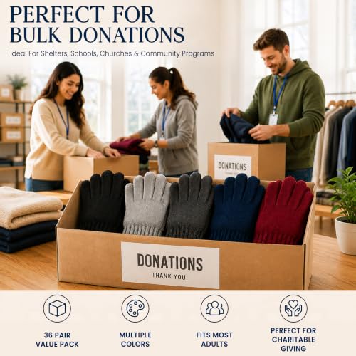 Image of Wholesale Bulk Winter Magic Gloves Warm Brushed Interior, Stretchy Assorted Mens Womens