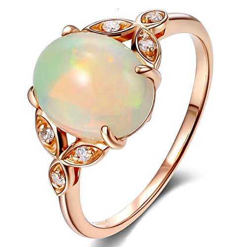 Bague en opale et diamants en or 14 carats, le cadeau de promesse idéal