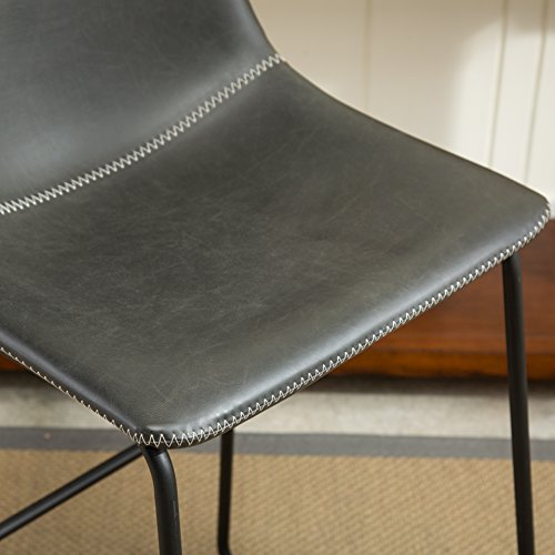 Roundhill Furniture Lotusville Vintage Pu Leather Bar Stools, Antique Gray, Set Of 2 #TOP6