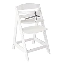 roba Seggiolone Pappa per Bambini Sit Up III – Evolutivo – con Poggiapiedi e Cinghie di Sicurezza Removibili – Altezza Regolabile – Legno Bianco