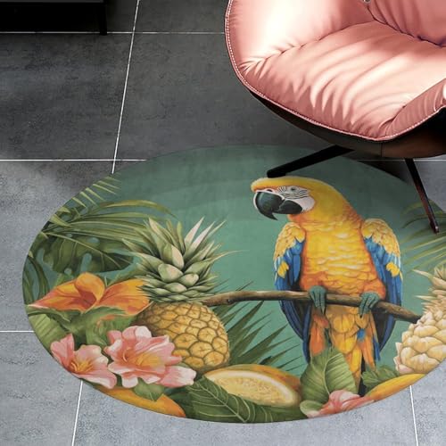 Alfombra pequeña de salón con diseño de pájaro y piñas 3