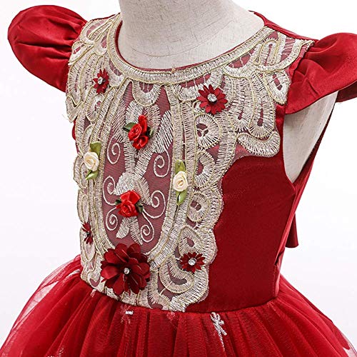 Little Big Girls Flower Lace Long Princess Dress Kids Wedding Bridesmaid Pageant Party Communion Puffy Tulle Ball Gowns4