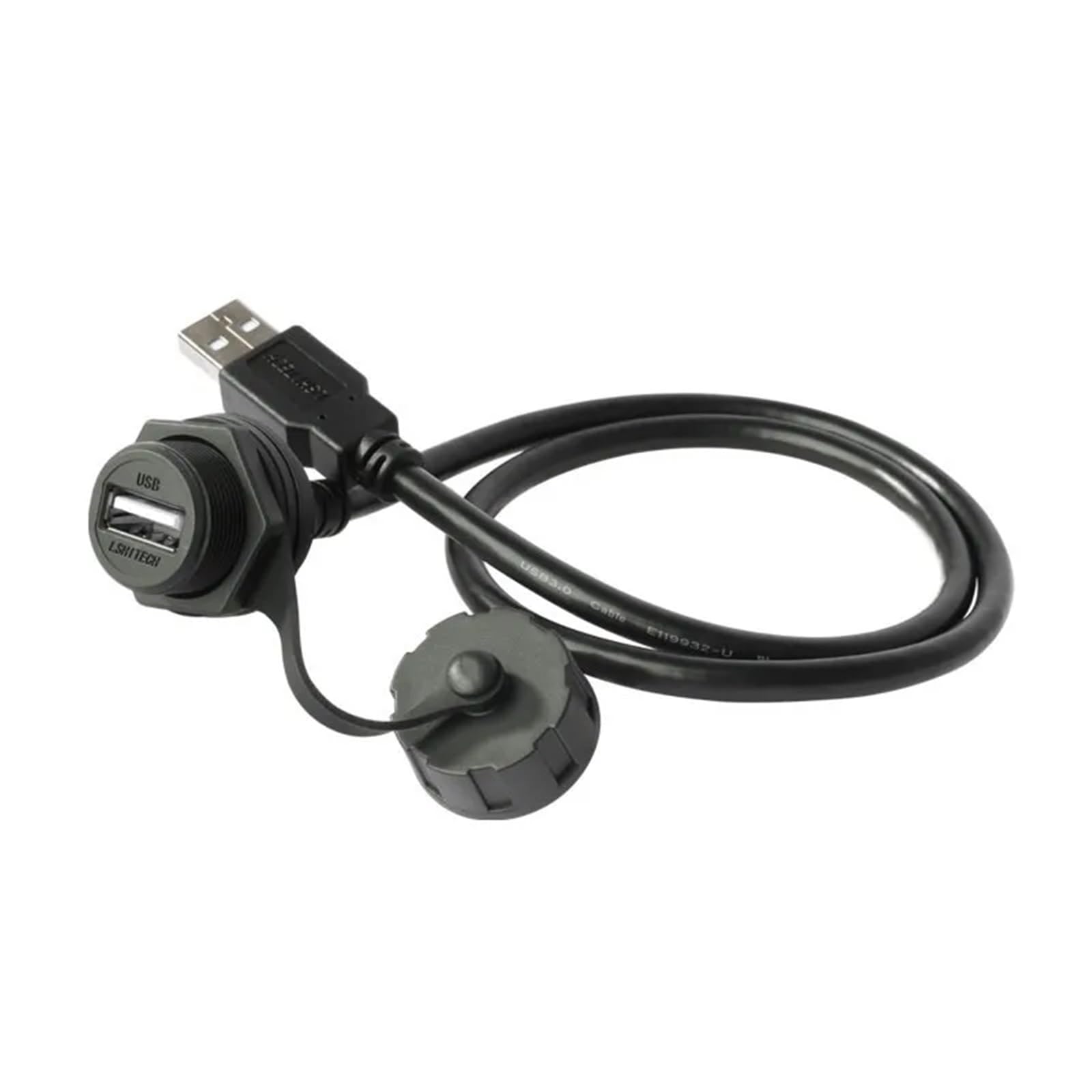 LU20 0,5 m, 1 m, 3 m, 5 m, gniazdo USB A, przód, tył, wtyczka USB 2.0, wtyczka M20, 1,5 A, kabel przedłużający, dane USB, adapter (kabel USB 1,5 m, metalowy rowek)