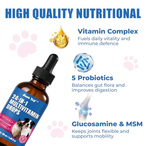 Just Try 24-in-1 Multivitamin Drops, Dog&cat Vitamins and Supplements,120ml - Image 4
