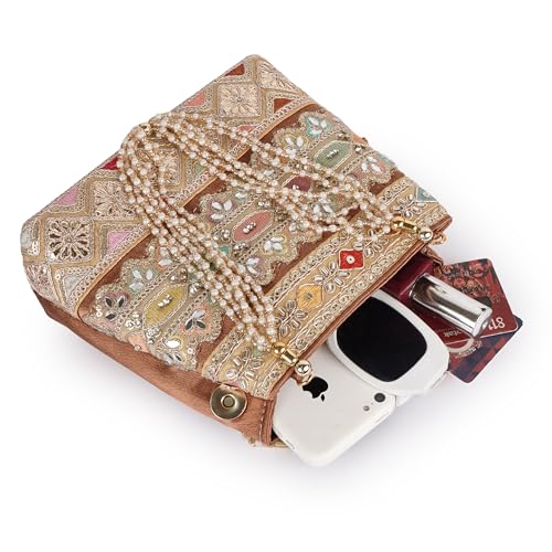 Image of PLANX Velvet SilK Stylish Embroidery Unique Design Traditional Ethnic Wedding Party Handheld Potli For Women | Potli Bag