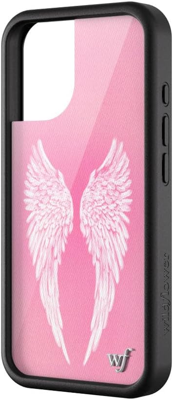 Wildflower Cases - Compatible with iPhone 17 | Protective Black Bumper, 6.5ft Drop Test Certified, Women Owned Small Business | Pink White Wings Aesthetic Trendy | Angel Baby