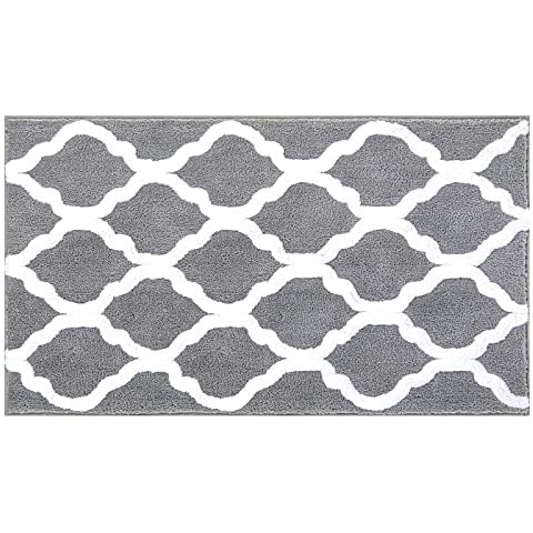 Pauwer Microfiber Large Bath Mats Non Slip Absorbent Bathroom Rug Washable Machine Soft Bath Carpet Rug (Grey, 70 x 120 cm) Cover