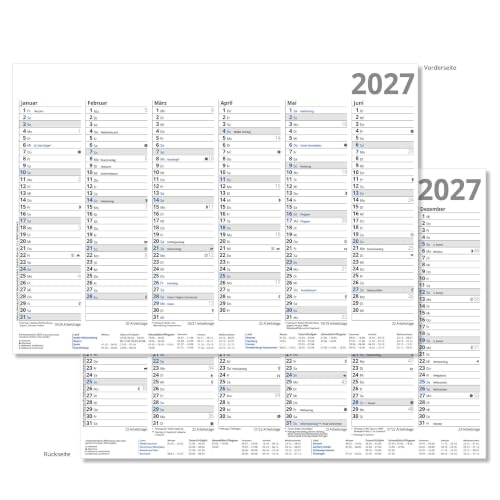 Tafelkalender 2027 Halbjahreskalender