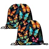Luoweisi Paquete de 2 bolsas con cordón, hermosas bolsas de polietileno con cordón, bolsa de gimnasio, natación, deportes, escuela, deportes, natación, gimnasio, viajes, playa, Multicolor 8, Talla