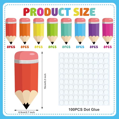 image for Maniaacer 64 PCS Colorful Pencils Cutouts Pencil Name Tags Classroom P