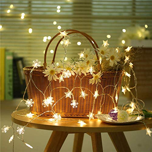 Image of Lexton 20 Led 3 Meter Snowflakes Shaped Lights (Warm White, Pack of 1), Standard (Lex-Snowflakes /Light), Warm White
