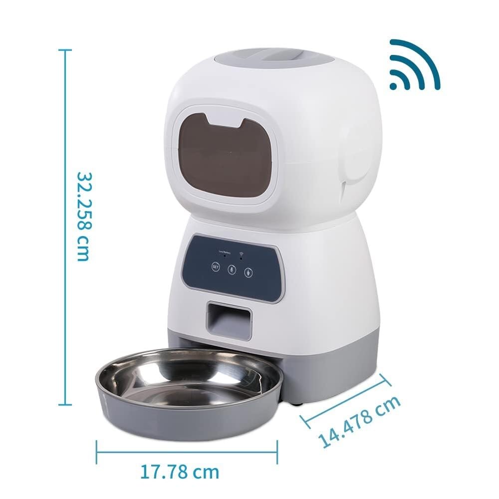 Dispenser Automatico per Cibo Animali 3,5L WiFi APP, Alimentatore Intelligente Programmabile Gatti Cani + Fontana 2L(Orange)