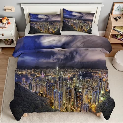 Generico Piumino Matrimoniale Neon Trapunte Paesaggio Piumone Imbottito Resistente Lavabile, Super Morbida Trapunta, piumini 240x260 cm in Microfibra Reversibile e 2 Federa 50x80 cmT5412