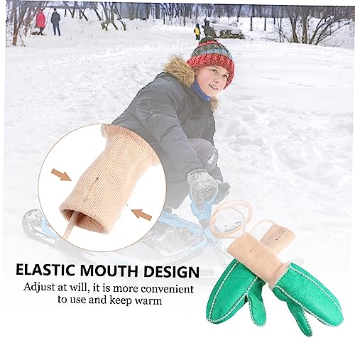 CALLARON 3 Pares De Luvas De Esqui De Pele De Carneiro Luvas De Couro Luvas De Equitação Infantil Lu