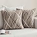 MIULEE Fodere Cuscini Divano Decorative Federe per Letto Matrimoniale Copricuscini Stampati Lineati per Casa Camera da Letto Quadrati Federa Arredo 2 Pezzi 60X60 CM Cachi