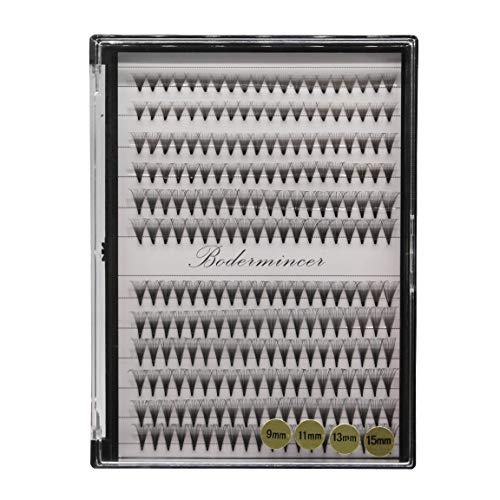 Hannahool Large Tray -Mixed 20D Premade Fans Eye Lashes Extensions 8-10-12-14mm/9-11-13-15mm/12-14-16mm Thickness 0.07mm D Curl Natural Long Individual False Eye Lashes Cluster (9-11-13-15mm)