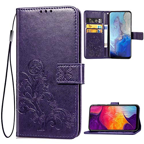 Supdigital Galaxy A11 Wallet Case, [Flower Embossed] Premium PU Leather Flip Protective Case Cover with Card Holder and Stand for Samsung Galaxy A11 2020 Release (Purple)
